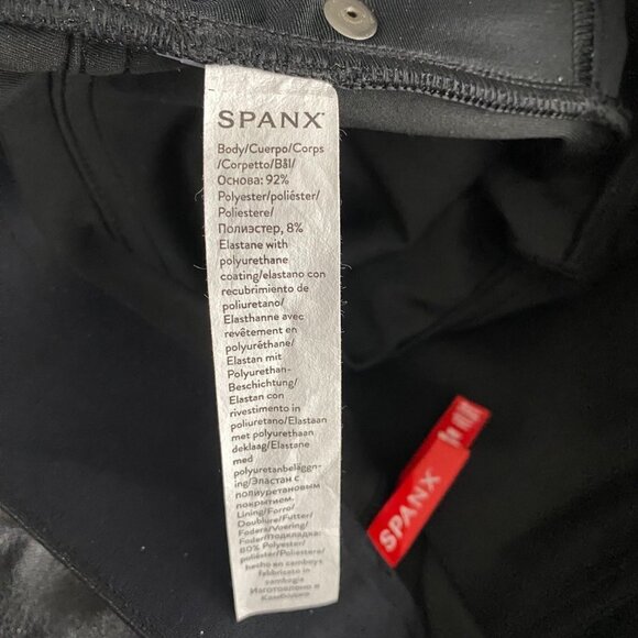 Spanx Leather Like Straight Leg Pants Medium Luxe Black Stretch NWT PT-2080‎ - Picture 10 of 12